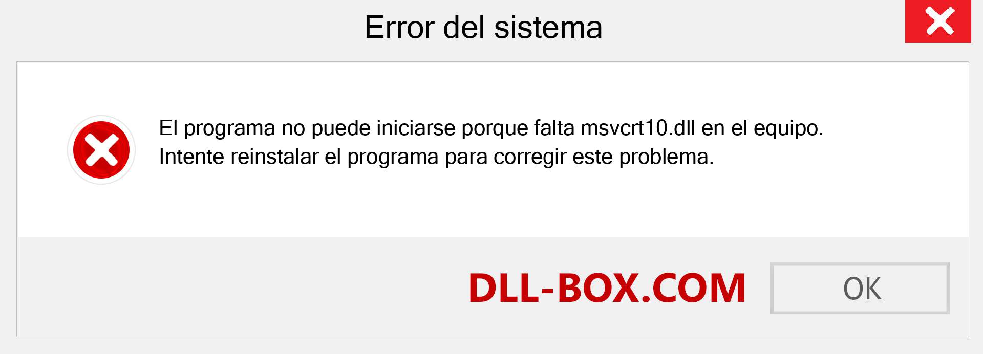 ¿Falta el archivo msvcrt10.dll ?. Descargar para Windows 7, 8, 10 - Corregir msvcrt10 dll Missing Error en Windows, fotos, imágenes